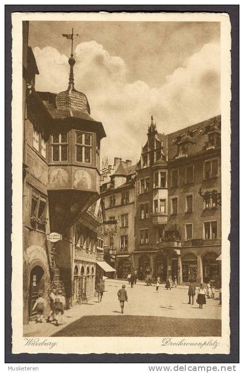 Germany Bavaria Batern Wuerzburg Würzburg Dreikronenplatz Alte Postkarte Old Card Mint - Wuerzburg