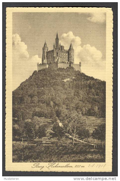 Germany Baden-Wurttemberg Tuebingen Tübingen Burg Hohenzollern 855m (2.8.1918) Alte Postkarte Mint - Tuebingen