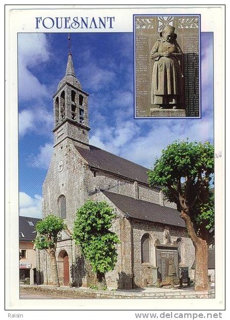 29 Fouesnant Eglise Paroissiale St Pierre Nef Romane XIIe  Façade XVIIIe  Monument Aux Morts De René Quillivic BE - Fouesnant