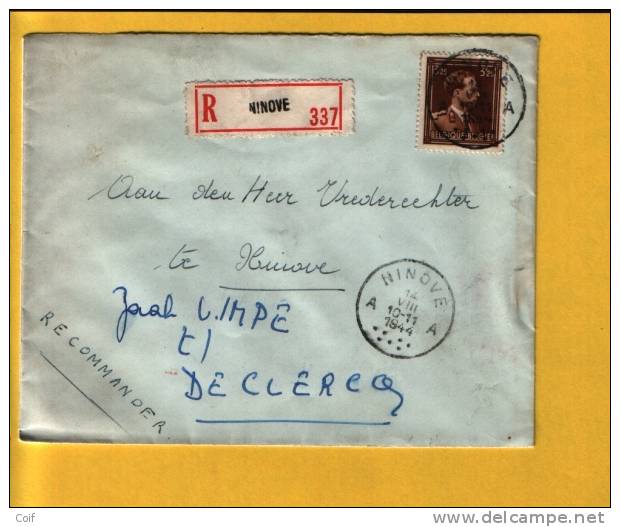645 Op Aangetekende Brief Met Stempel  NINOVE   (VK) - 1936-1957 Col Ouvert