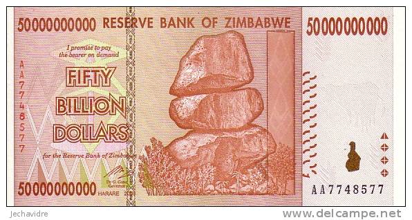ZIMBABWE  50 Billion Dollars   Daté De 2008    ***** BILLET  NEUF ***** - Simbabwe
