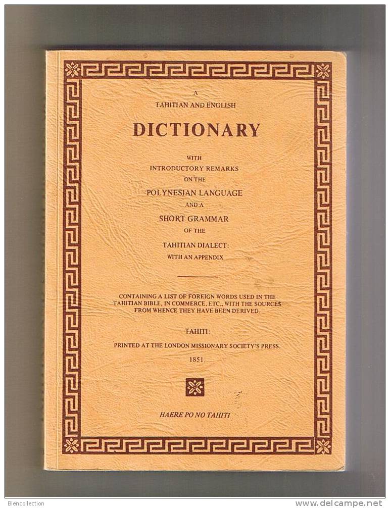 Tahitian And English Dictionary. - Other & Unclassified