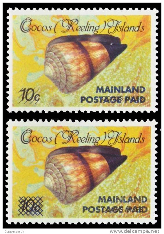 (003) Cocos Isl. / Isles Cocos / Keeling  Shell / Coquillage / Muschel   ** / Mnh  Michel 240 I+II  Surcharge - Cocoseilanden