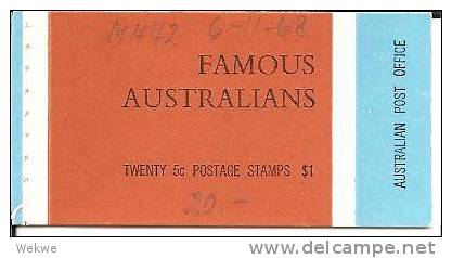 AusMH42(a)/  >Mi.Nr. 410-13 Berühmte Australier  Im Heftchen (kompl.) ** - Carnets