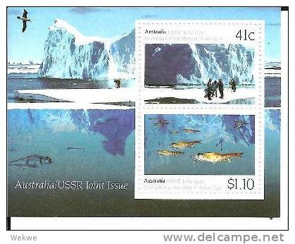 AusBl.11/ Block 11, 1990 Antarktis, Zusammenarbeit (Vermesser, Wasserfauna)** - Blocks & Sheetlets