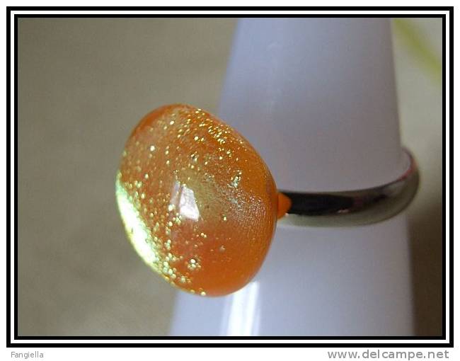 Bague En Verre Dichroic Artisanal Sur Anneau Réglable - 4 - - Ringe