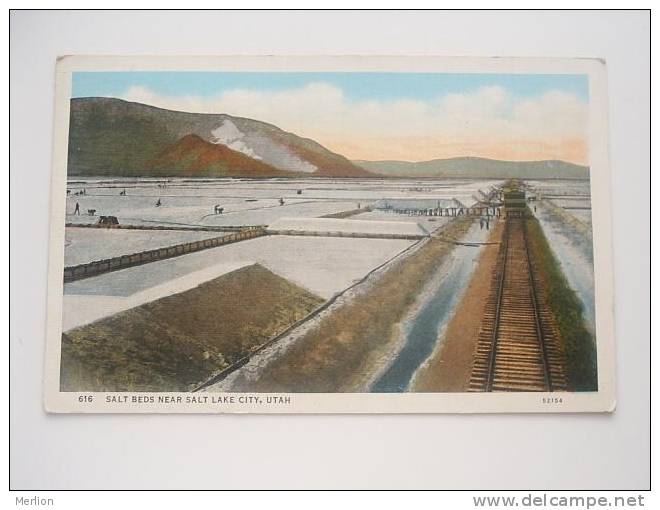 Salt Beds Near Salt Lake City - Utah - Train   Cca 1930´s     VF  -D49012 - Salt Lake City