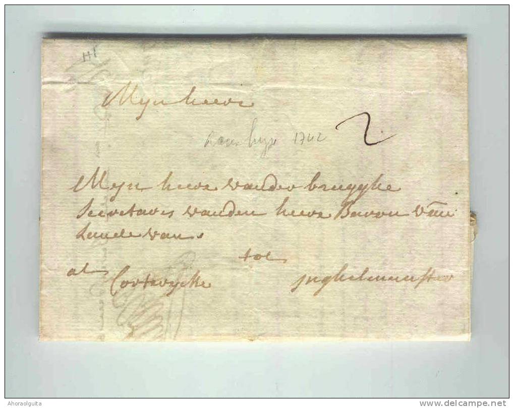 Lettre Précurseur  ROUSBRUGGHE 1742 Vers INGELMUNSTER - Port Encre 2 Sols    --  B0/934 - 1714-1794 (Paises Bajos Austriacos)