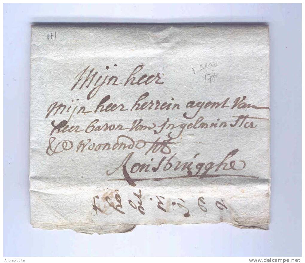 Lettre Précurseur  VEURNE 1782 Vers ROUSBRUGGHE  - Signé JB Nonckle    --  B0/939 - 1714-1794 (Paises Bajos Austriacos)
