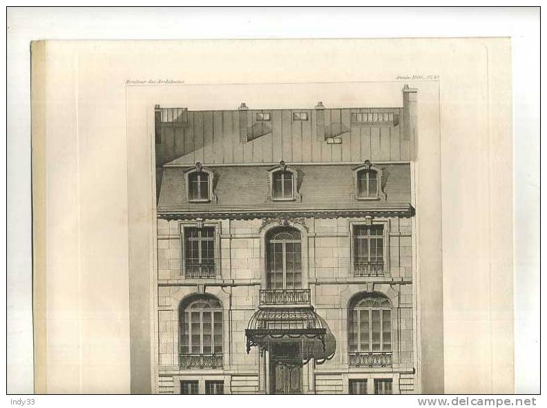 - HÔTEL PARTICULIER RUE HAMELIN A PARIS . L. PARENT ARCHI . PLANCHE PARUE EN 1900 . - Arquitectura