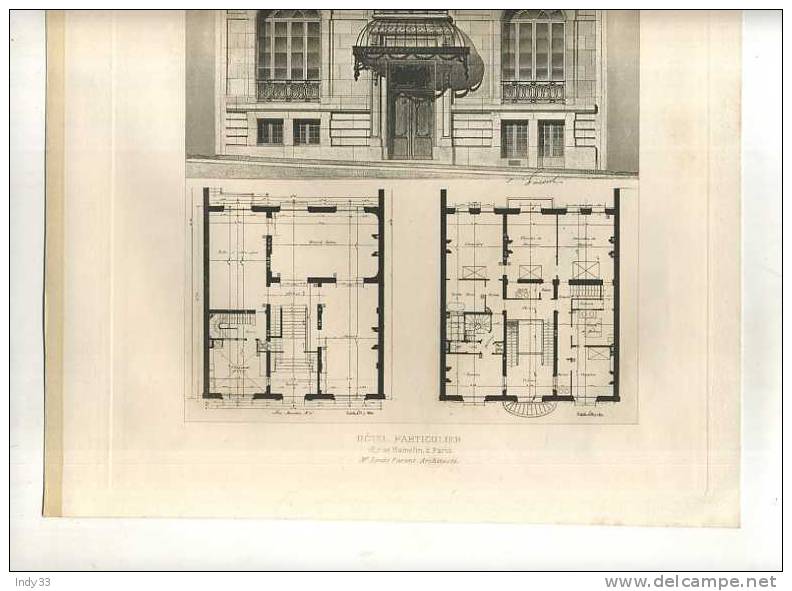 - HÔTEL PARTICULIER RUE HAMELIN A PARIS . L. PARENT ARCHI . PLANCHE PARUE EN 1900 . - Architektur