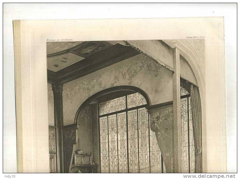 - LOGGIA DANS UNE SALLE A MANGER . MAISON KRIEGER DAMON ET COLIN SUC.rs  . PLANCHE PARUE EN 1900 . - Architektur