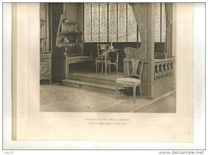 - LOGGIA DANS UNE SALLE A MANGER . MAISON KRIEGER DAMON ET COLIN SUC.rs  . PLANCHE PARUE EN 1900 . - Architecture