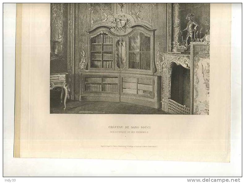 - CHATEAU DE SANS-SOUCI . BIBLIOTHEQUE DE FREDERIC II . PLANCHE PARUE EN 1900 . - Andere & Zonder Classificatie