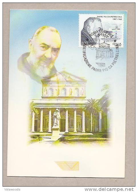 Italia - Cartolina Commemorativa Della Beatificazione Di Padre Pio - 1999 - - Théologiens