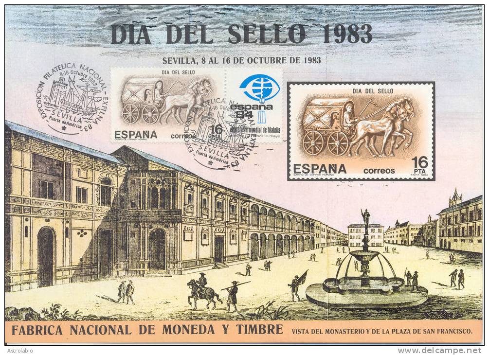 Espagne 1983  " Chariot Romain Postal " Feuille Souvenir Et Obliteration - Diligences