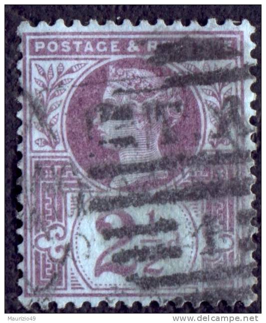 GRAN BRETAGNA 1887 NR 95 EGINA VITTORIA GIUBILEO 2 1/2 D TIMBRO OVALE A SBARRE TA 1 R - Used Stamps
