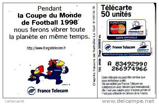 Télécarte - 50 Unités - La Coupe Du Monde France De Football 1998 (Stade) - 1998
