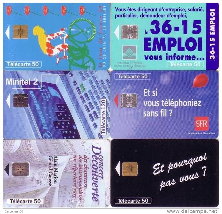 Télécarte - Lot De 6 Cartes Divers (voir Scan) - Lots - Collections