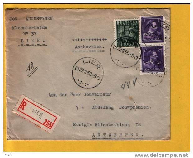 693+768 Op Aangetekende Brief Met Stempel LIER D (VK) - 1948 Export