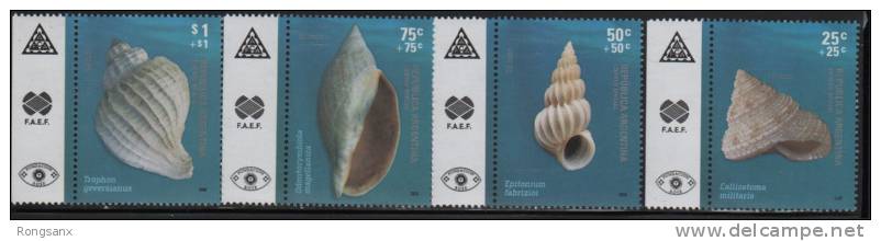 2008 ARGENTINA SHELLS 4V - Unused Stamps