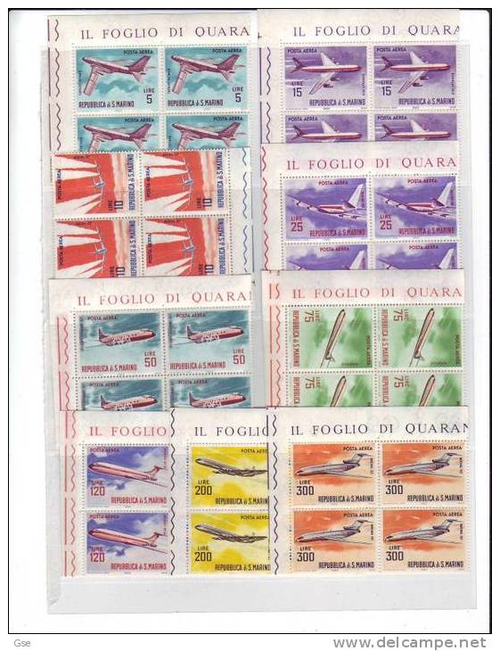 S. MARINO 1963 - Sassone A139/47 ** (quartina) - Aerei - Unused Stamps