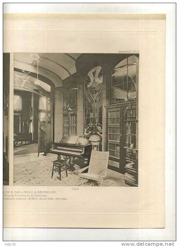 - BRUXELLES .HOTEL DE P. OSLET  RUES DE FLORENCE ET DE LIVOURNE . V. RYSSELBERGHE ARCHI , V. DE. PLANCHE PARUE EN 1900 . - Arquitectura