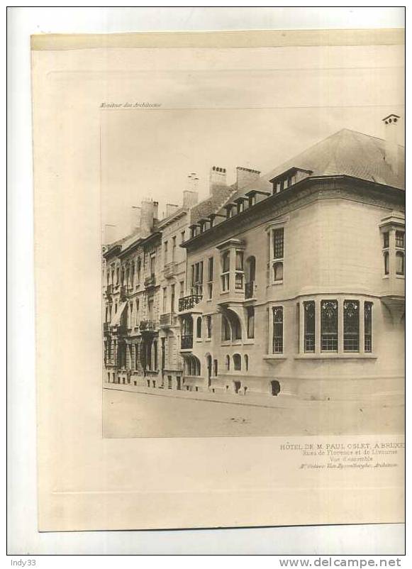 - BRUXELLES .HOTEL DE P. OSLET  RUES DE FLORENCE ET DE LIVOURNE . V. RYSSELBERGHE ARCHI , V. DE. PLANCHE PARUE EN 1900 . - Architektur