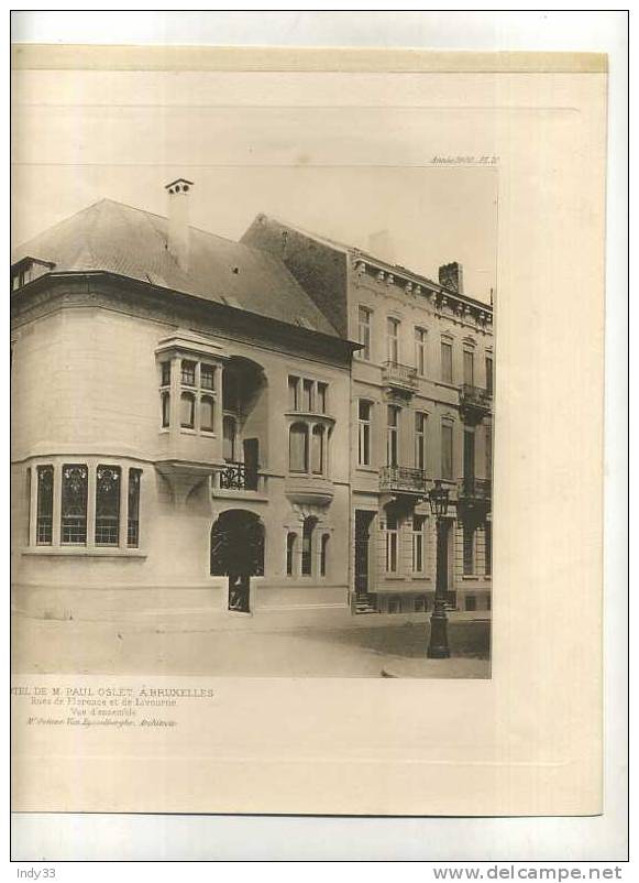 - BRUXELLES .HOTEL DE P. OSLET  RUES DE FLORENCE ET DE LIVOURNE . V. RYSSELBERGHE ARCHI , V. DE. PLANCHE PARUE EN 1900 . - Arquitectura
