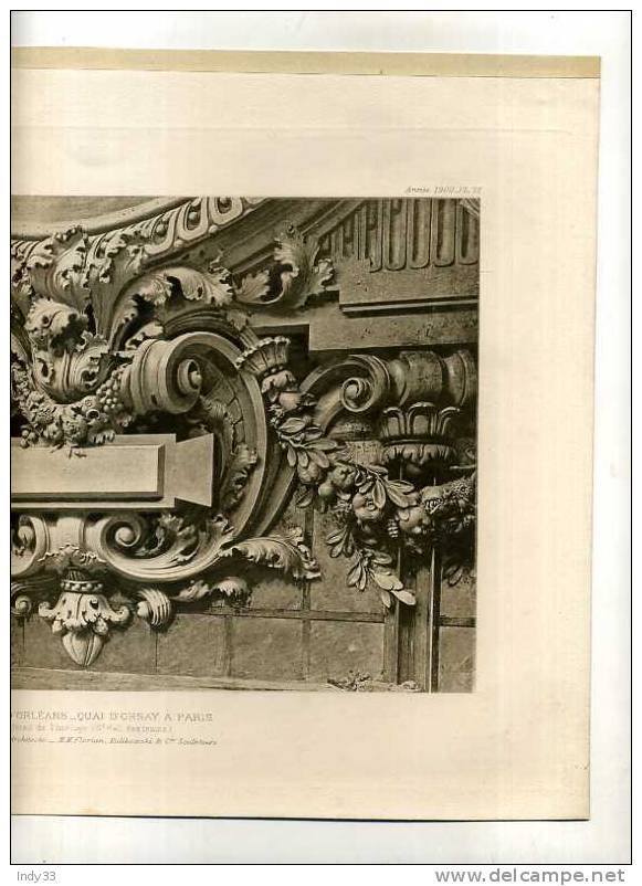 - GARE D´ORLEANS , QUAI D´ORSAY . DETAIL DE  . LALOUX ARCHI , FLORIAN KULIKOWSKI &Cie SCULTP.  . PLANCHE PARUE EN 1900 . - Andere & Zonder Classificatie