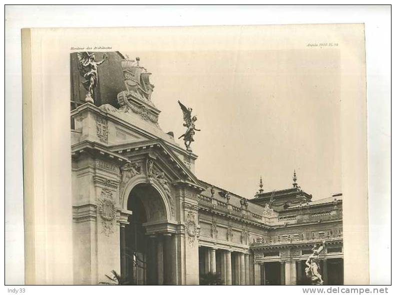 - EXPO UNIVERSELLE . PETIT PALAIS COUR INTERIEURE . GIRAULT ARCHI .  PLANCHE PARUE EN 1900 . - Architecture