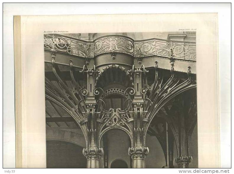 - GRAND PALAIS DES BX-ARTS .ESCALIER D´HONNEUR . LOUVET ARCHI .  PLANCHE PARUE EN 1900 . - Ferronnerie