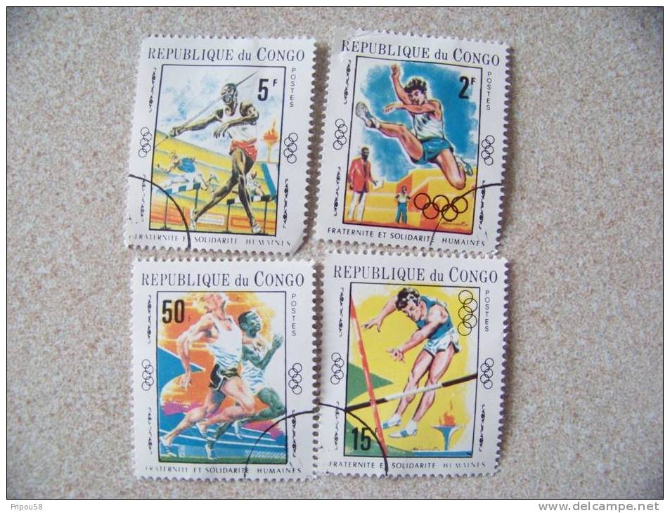 TIMBRES CONGO OBLITERES JEUX OLYMPIQUES - Usados