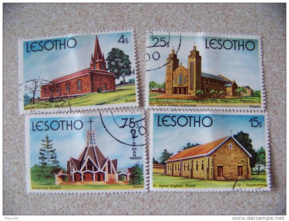 TIMBRES LESOTHO OBLITERES EGLISES - Lesotho (1966-...)