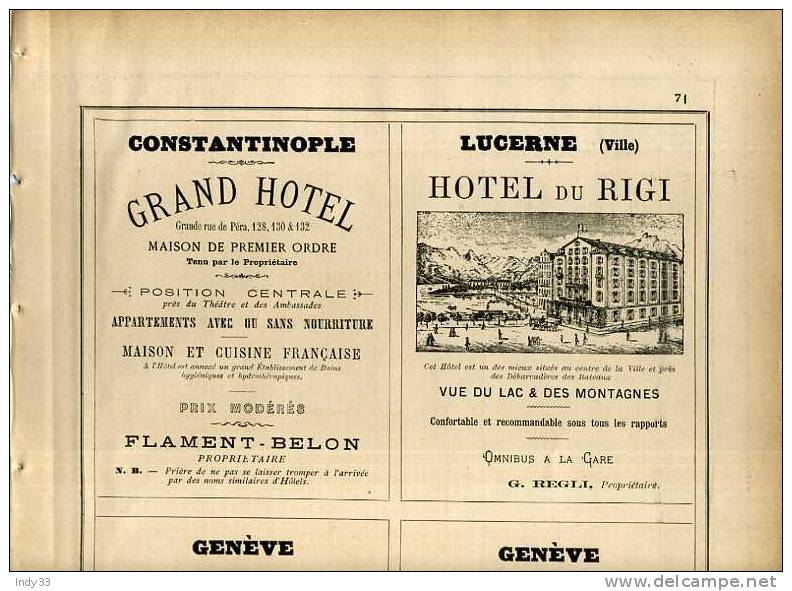 - PAGE DE PUB HOTELS ET LIGNES MARITIMES  RECTO-VERSO DU XIXe S . - Other & Unclassified