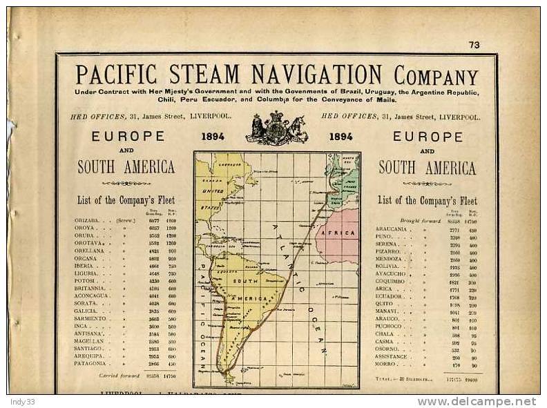 - PAGE DE PUB LIGNES MARITIMES  RECTO-VERSO DU XIXe S . - Autres & Non Classés