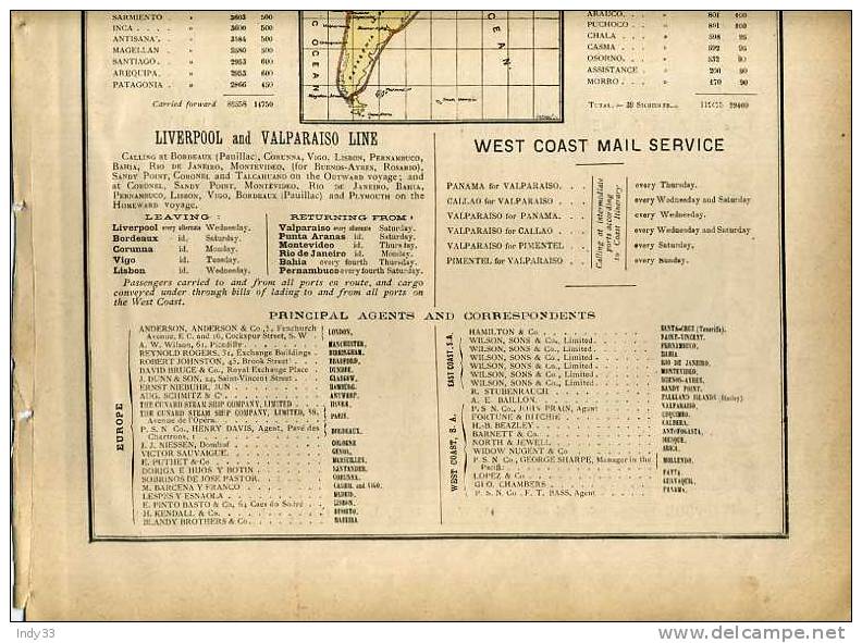 - PAGE DE PUB LIGNES MARITIMES  RECTO-VERSO DU XIXe S . - Andere & Zonder Classificatie