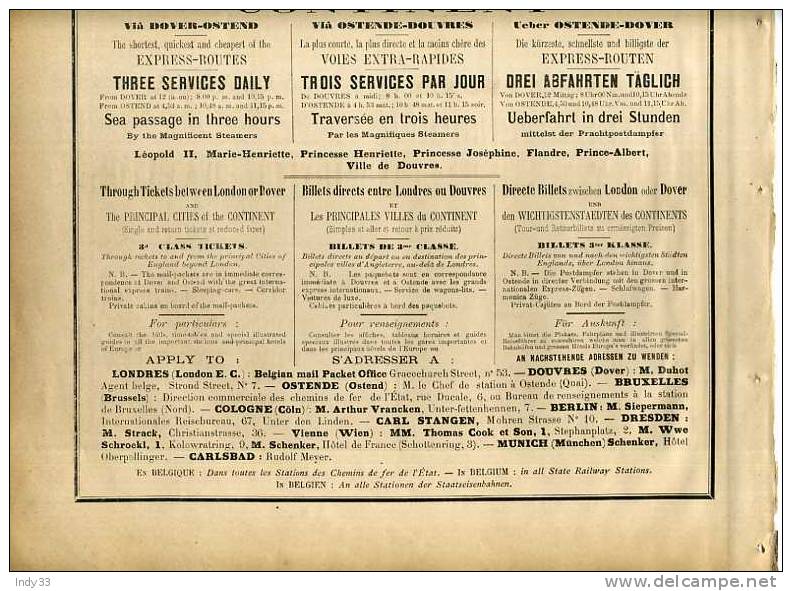 - PAGE DE PUB HOTELS ET LIGNES MARITIMES  RECTO-VERSO DU XIXe S . - Autres & Non Classés