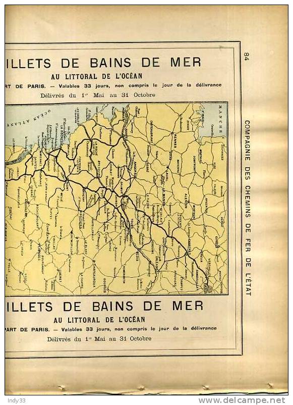 - PAGE DE PUB LIGNES FERROVIAIRES  RECTO-VERSO DU XIXe S . - Europa