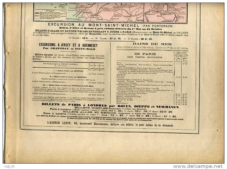 - PAGE DE PUB LIGNES FERROVIAIRES  RECTO-VERSO DU XIXe S . - Europe