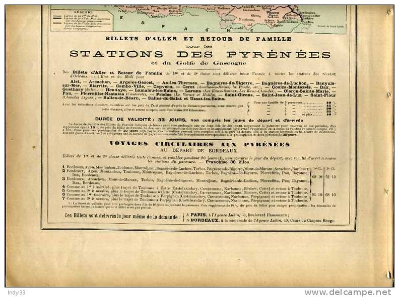 - PAGE DE PUB LIGNES FERROVIAIRES  RECTO-VERSO DU XIXe S . - Europe