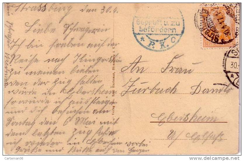 Timbre Allemand Sur Carte Avec Cachet De Censure - Gepruft U. Zu Befördern * P. K. C - 1917 - Frankeermachines (EMA)