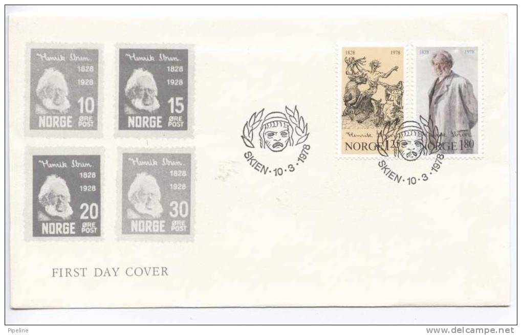 Norway FDC Complete Set Henrik Ibsen With Cachet 10-3-1978 - FDC