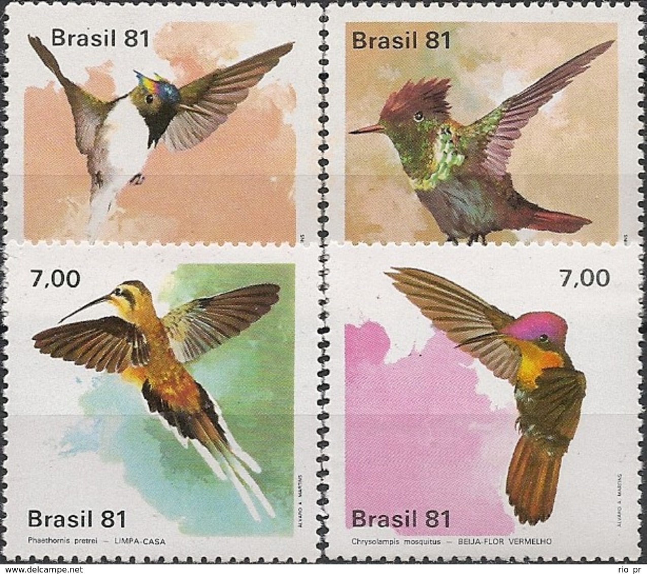 BRAZIL - COMPLETE SET HUMMINGBIRDS 1981 - MNH - Hummingbirds