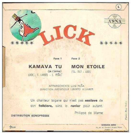 Lick 45t. SP BIEM *kamava Tu* - Autres - Musique Française