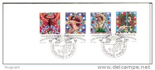 LIECHTENSTEIN:1978:FDC:sé Rie654/7:Signes   Du Zodiaque.Scorpion.-Sagitt       Aire.-  Capricorne.- Verseau. - Astrologie