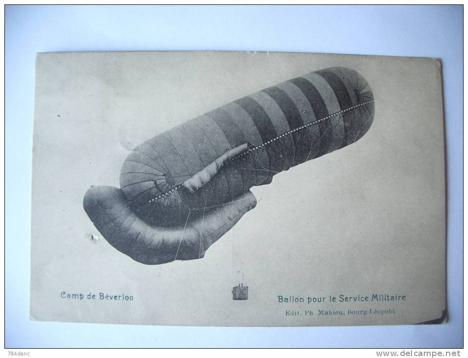 Camp De Beverloo - Ballon Pour Le Service Militaire - Ed Ph.Mathieu Bourg Leopold 1909 Timbre Belgique - Chemins De Fer, Gares