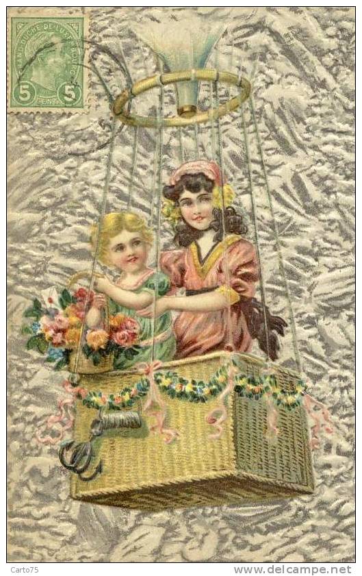 Montgolfière - Ballon - Enfants - Carte Gauffrée - Fesselballons