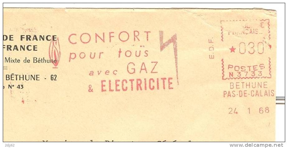 Gaz, électricité, Confort, Béthune - EMA Secap -Enveloppe Entière      (359) - Gas