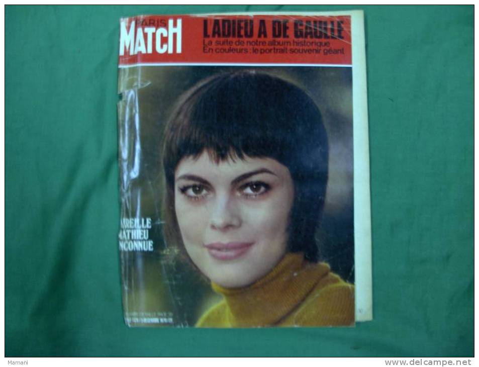 Paris Match-l´adieu A De Gaulle-mireille Mathieu-pakistan-- Faizant-edme-hoviv-trez-c Himulus-pixie-pretre Ouvrier - Allgemeine Literatur